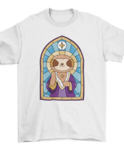 Sloth Church Stained Glass Tee Shirt for Men and Women T-Shirt
