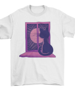 Cat Animal in Window Graphic Tee Shirt T-Shirt