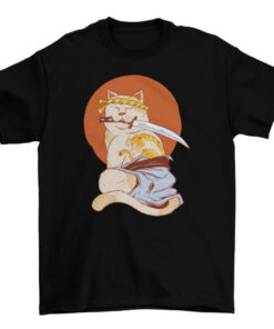 Japanese Cat and Katana T-Shirt for Men and Women T-Shirt