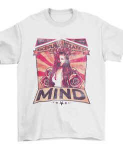 Red Long-haired Nature Roses T-Shirt for Women with Peaceful State of Mind Quote T-Shirt