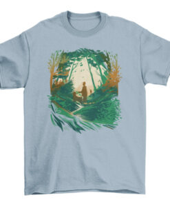 Dog Walking in the Woods Graphic Tee Shirt T-Shirt