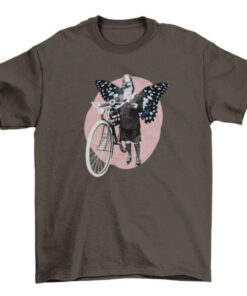 Vintage Bicycle with Butterfly Wings Women's Fashion Collage T-Shirt