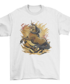 Scary Mythological Zombie Unicorn Monster T-Shirt with Deadly Horn T-Shirt