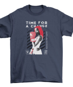 Redhead Boxing Girl T-Shirt with Sport Quotes Time for a Change and Stand Strong T-Shirt