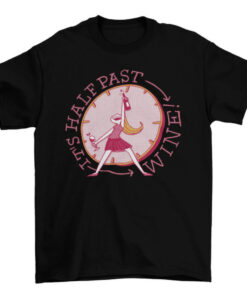 Girl Wine Bottle Glass Clock - Time to Drink - Half Past T-Shirt