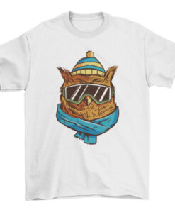 Winter Owl Glasses Hat Graphic Tee Shirt T-Shirt