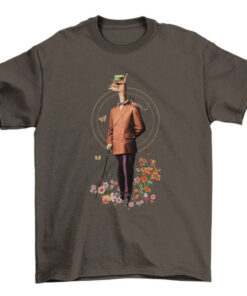 Fancy Llama Wildlife Animal with Flowers and Butterflies in Nature T-Shirt