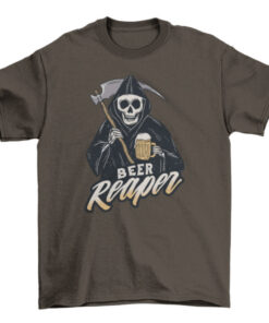 Grim Reaper Drinking Beer Tee Shirt for Men and Women T-Shirt