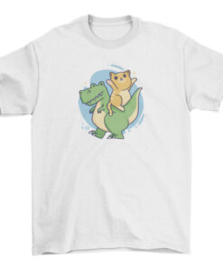 T-Rex and Kitty Graphic Tee for Dinosaur and Cat Lovers T-Shirt