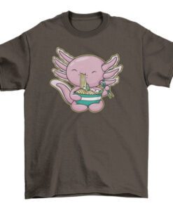 Kawaii Axolotl Eating Ramen Tee for Animal Lovers T-Shirt