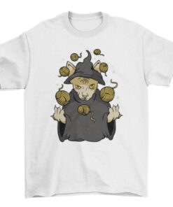 Wizard Cat Yarn Balls Graphic Tee Shirt for Cat Lovers T-Shirt