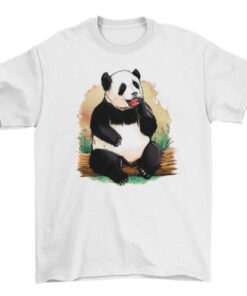 Cute Panda Bear Eating Apple T-Shirt for Animal Lovers T-Shirt