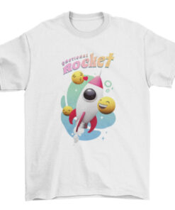 Fashion T-Shirt with Emotional Rocket Quote and 3D Emojis T-Shirt