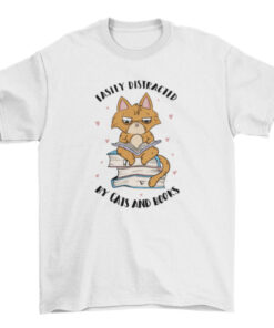 Cat Animal Reading Books Tee for Book Lovers T-Shirt