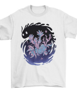 Floral and Space Monster Creatures Illustration Tee T-Shirt