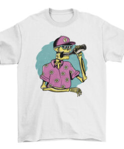 Skeleton Hawaiian Summer Beer Drinking T-Shirt