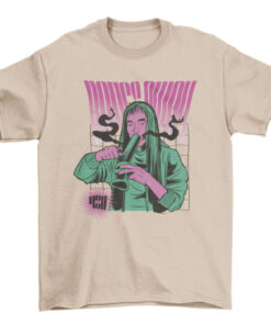 Bong-Smoking Girl Tee - Unique Design for Smokers T-Shirt