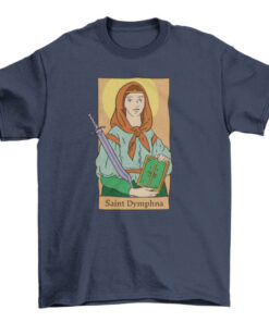 Christianity T-Shirt Saint Dymphna with Sword and Bible T-Shirt
