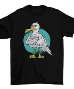 Cartoon Seagull Bird Graphic Tee for Men and Women T-Shirt