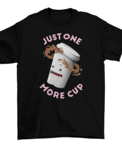 Funny Spilled Coffee 3D Cup Character Quote and Drink T-Shirt