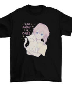 Cat and Anime Lover Girl Tee Shirt T-Shirt