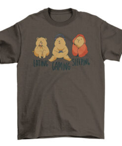 Bear Eating Gaming Sleeping T-Shirt