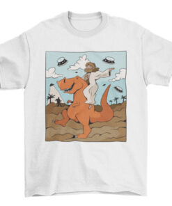 Jesus T-Rex and Aliens Graphic Tee Shirt Design T-Shirt