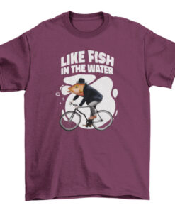 Fish Man Riding Bicycle Tee Shirt for Men and Women T-Shirt