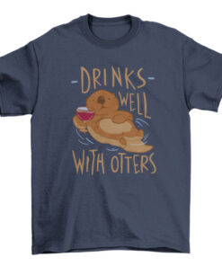Otter Animal Drinking Wine Tee Shirt Design T-Shirt