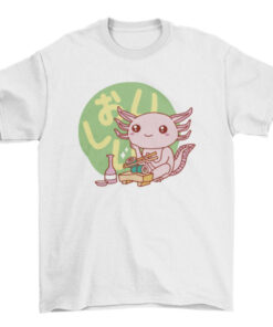 Cute Axolotl Eating Sushi Tee for Animal Lovers T-Shirt