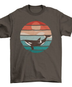 Retro Sunset Killer Whale T-Shirt for Men and Women T-Shirt