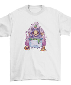 Halloween Skull Cat Witch T-Shirt Design for Women T-Shirt