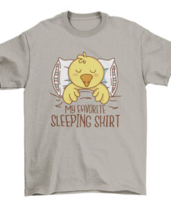 Funny Duck Sleeping in Bed T-Shirt Design T-Shirt