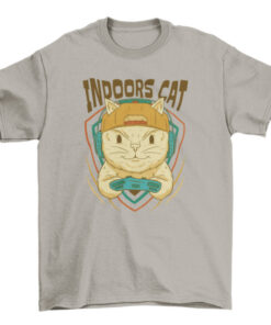 Indoor Cat Gaming T-Shirt for Gamers T-Shirt
