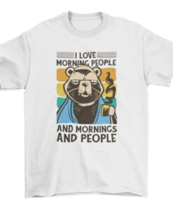 Bear with Coffee Cup Graphic Tee Shirt T-Shirt