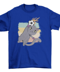 Cartoon Cat Playing Soccer T-Shirt