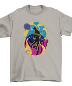 Floating Silhouette Circles Graphic Tee Shirt T-Shirt