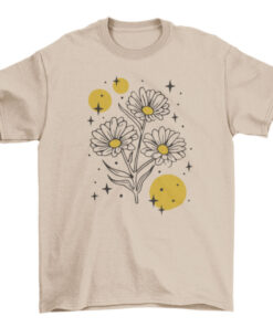 Sparkling Flowers and Circles Graphic Tee Shirt T-Shirt