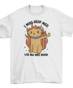Angry Cat on Fire Cartoon Tee for Men and Women T-Shirt