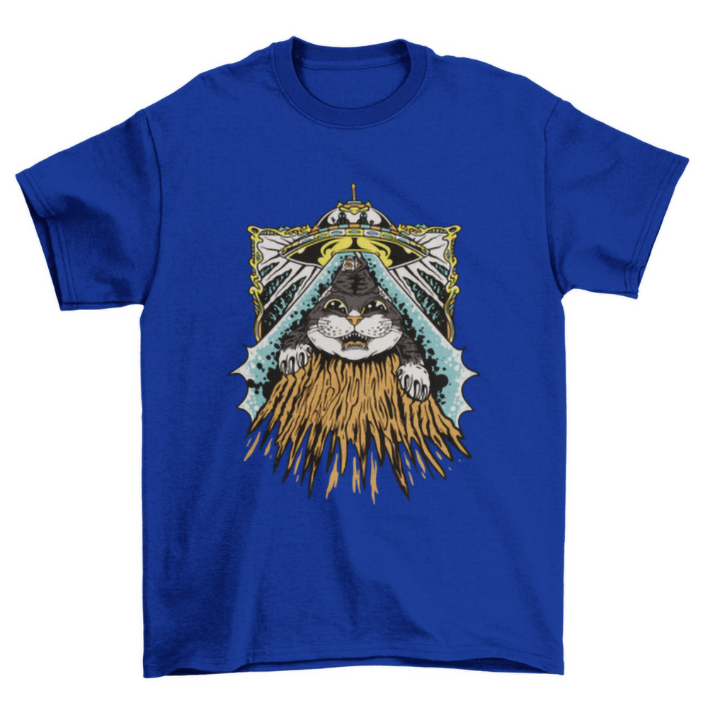 Alien Abduction Cat Tee Shirt for Men and Women T-Shirt