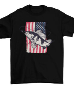 USA Flag Fishing Tee Shirt - Patriotic Fishing Apparel T-Shirt