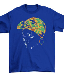 Afro Woman with Kente Scarf Graphic Tee - Black History Month Shirt T-Shirt