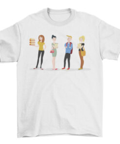 Colorful Fashion Silhouette with Stylish Hair and Comic Style Clothes T-Shirt