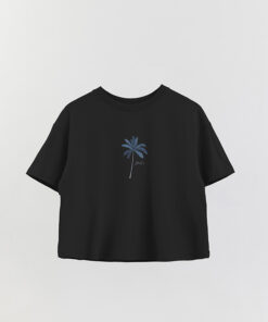 Coastal Keep Palm Printed Crop T-Shirt