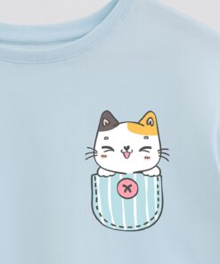Girl T-Shirt Over Cat Pocket 1
