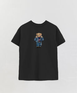 Unisex Bear Denim Printed Overshirt T-Shirt