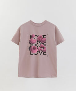 Graphic Pink Love Bubble Printed Overshirt T-Shirt