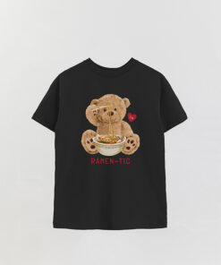 Unisex Printed Overlay T-Shirt Teddy Ramen-Tic