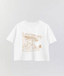 Cafe Time Printed Crop T-Shirt