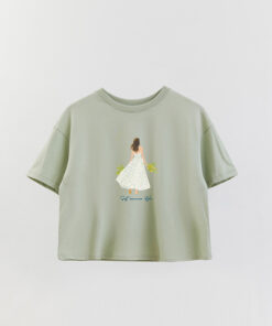 Coastal Soft Summer Style Printed Crop T-Shirt